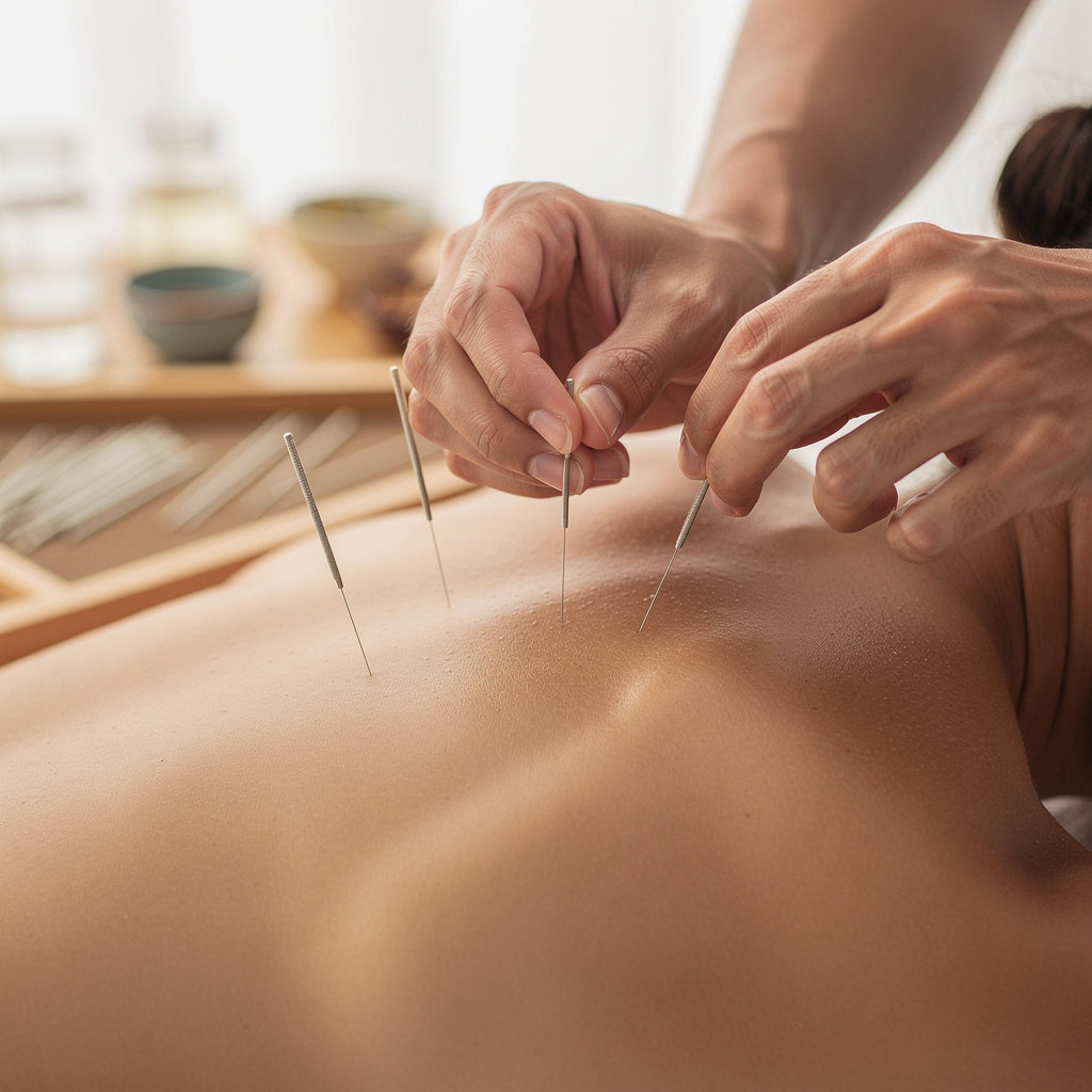 Andrea Lewis, LAc providing professional acupuncture treatment for pain relief in Santa Barbara, California